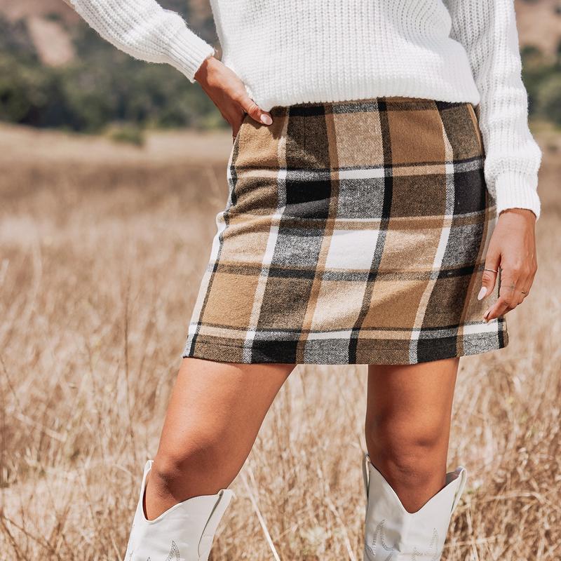 CUPSHE Comfort Plaid High Waist Womenswear Mini Skirt Bottom