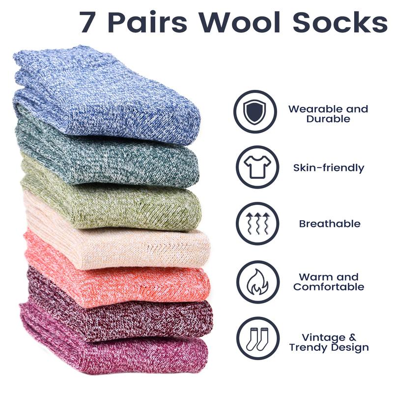 Wool Socks- Thick Soft Wool Socks for Women, Vintage Warm Womens Wool Socks, Winter Warm Boot Socks for Women Men