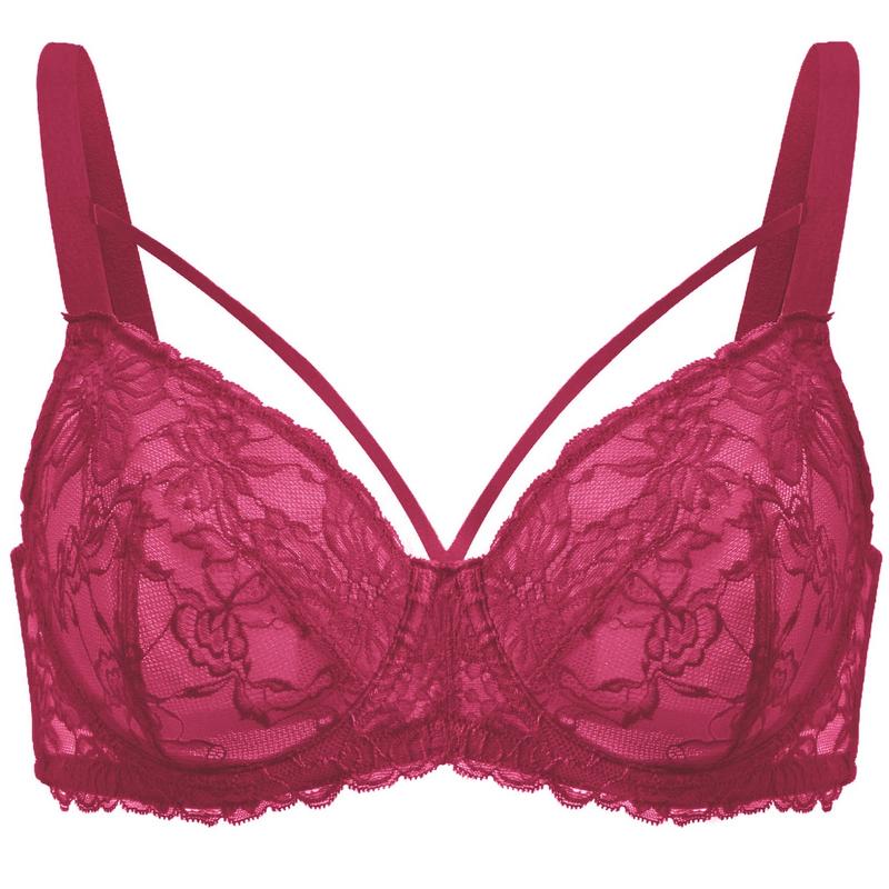 Pretty In Petals Plus Size Minimizer Soft Lace Comfort Unlined Strappy Underwire Women Bra