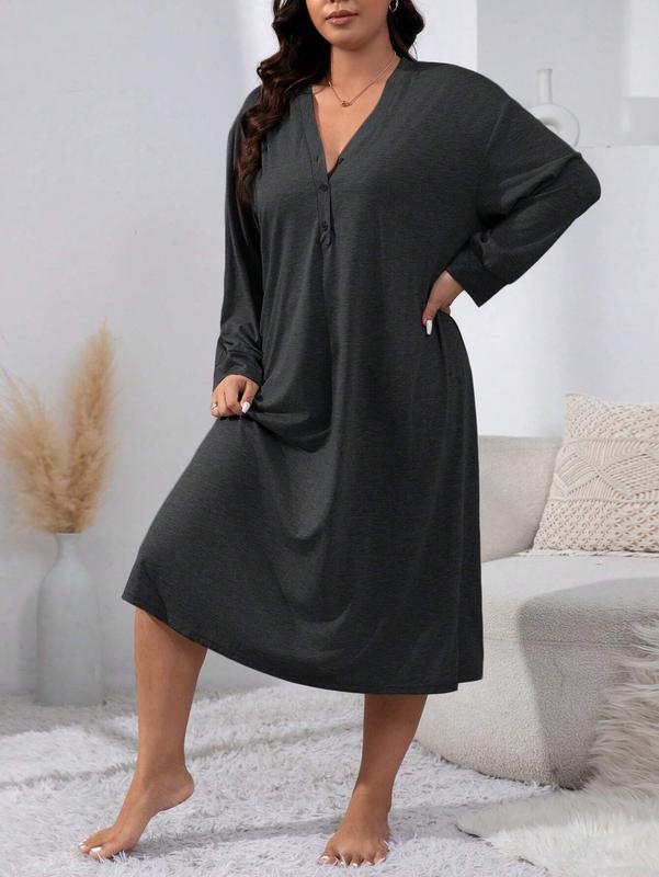 Plus Size Casual Sleep Dress Pajama Dress, Long Dress pajama  pants wrap lounge women s