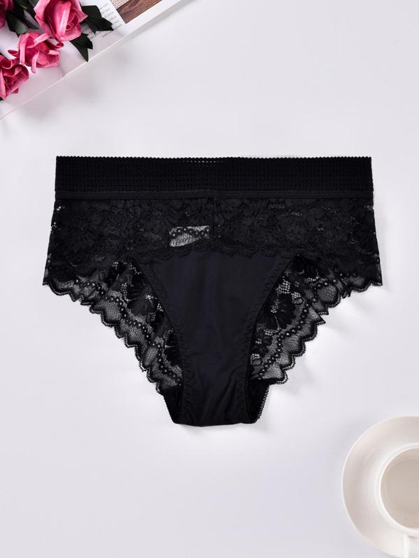 Women's Plus Size   Floral Lace High Waist Knicker, Women's Hollow Out   Panty, Soft Comfy Breathable Panties for Daily Wear