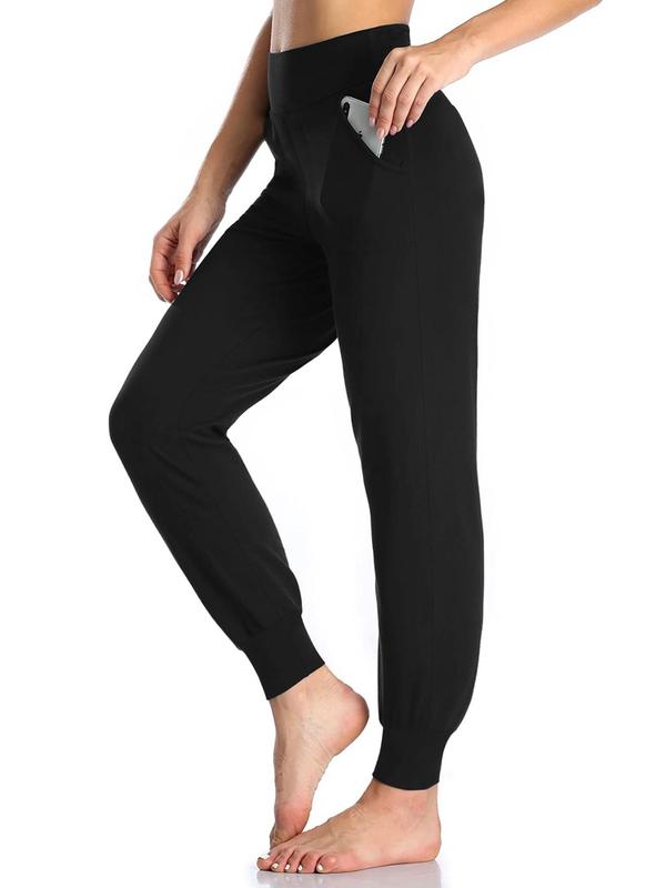 Women's Plain Pocket High Waist Jogger Pants, Casual Comfortable Trousers for Daily Wear, Ladies Bottoms for All Seasons