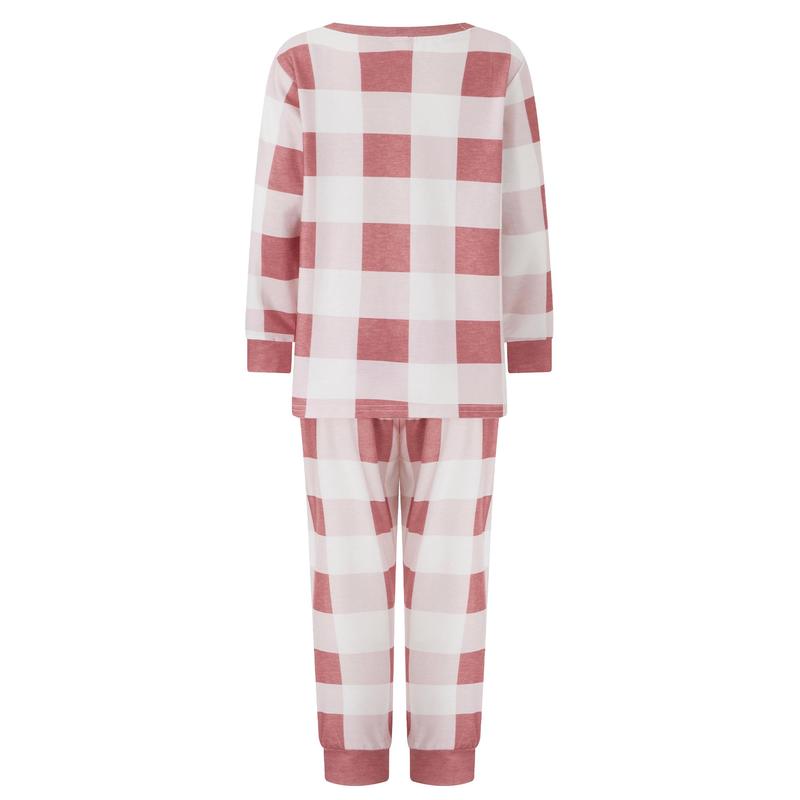 Family Pajamas Matching Set, Long Sleeve T-shirt with Pants Plaid Sleepwear Loungewear Crewneck Womenswear Clothing Jumpsuit