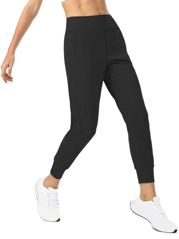 Women's Plain Pocket High Waist Jogger Pants, Casual Comfortable Trousers for Daily Wear, Ladies Bottoms for All Seasons