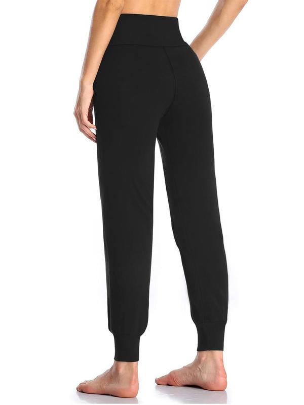 Women's Plain Pocket High Waist Jogger Pants, Casual Comfortable Trousers for Daily Wear, Ladies Bottoms for All Seasons