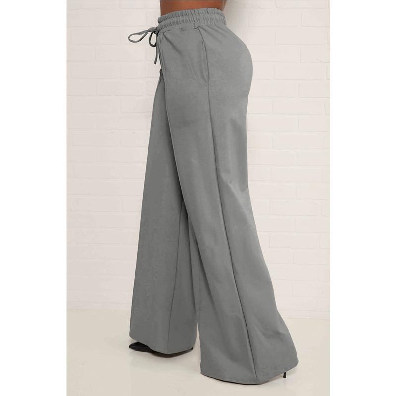 Women Casual Wide Leg Pants Drawstring Flowy Joggers Baggy Lounge Sweatpants with Pockets