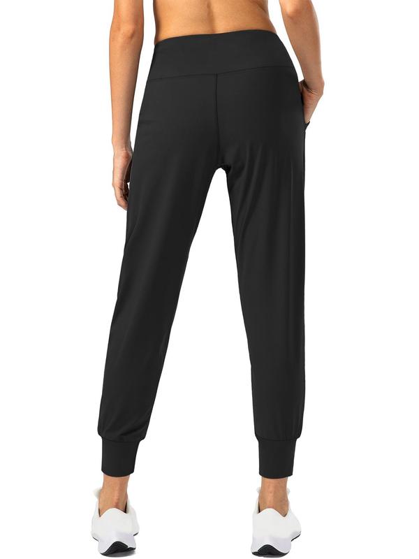 Women's Plain Pocket High Waist Jogger Pants, Casual Comfortable Trousers for Daily Wear, Ladies Bottoms for All Seasons