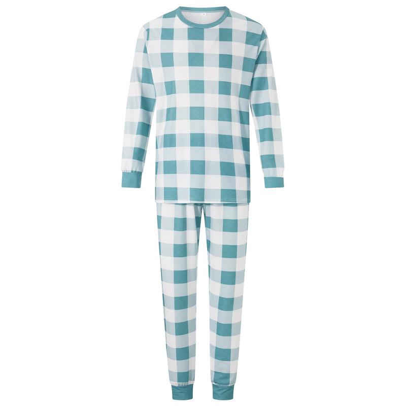 Family Pajamas Matching Set, Long Sleeve T-shirt with Pants Plaid Sleepwear Loungewear Crewneck Womenswear Clothing Jumpsuit