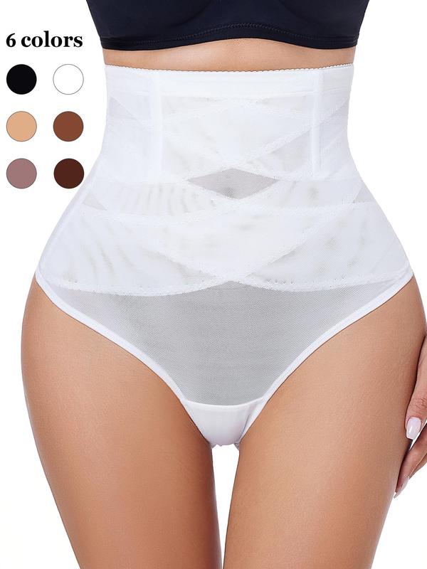 Women's Contrast Mesh Shapewear Thong, Breathable High Waist Shapewear Bottom for Daily Wear Back To School, Shapewear Tummy Control Fajas Para Mujer, Body Shapewear, Tummy Control Butt Lifter, Minimalist Basic Body Shapewear Underwear