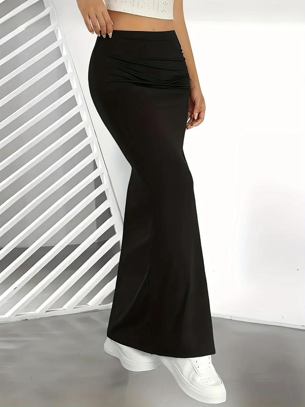 Women's Plain Split Thigh Maxi Skirt, Elegant Fashion Casual Skirt for Party Club Dating, Ladies Bottoms for All Seasons