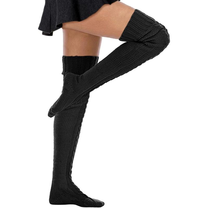 Women's Cable Knitted Boot Socks Thigh High Socks Extra Long Winter Thick Stockings Over  Leg Warmers Fuzzy 2024