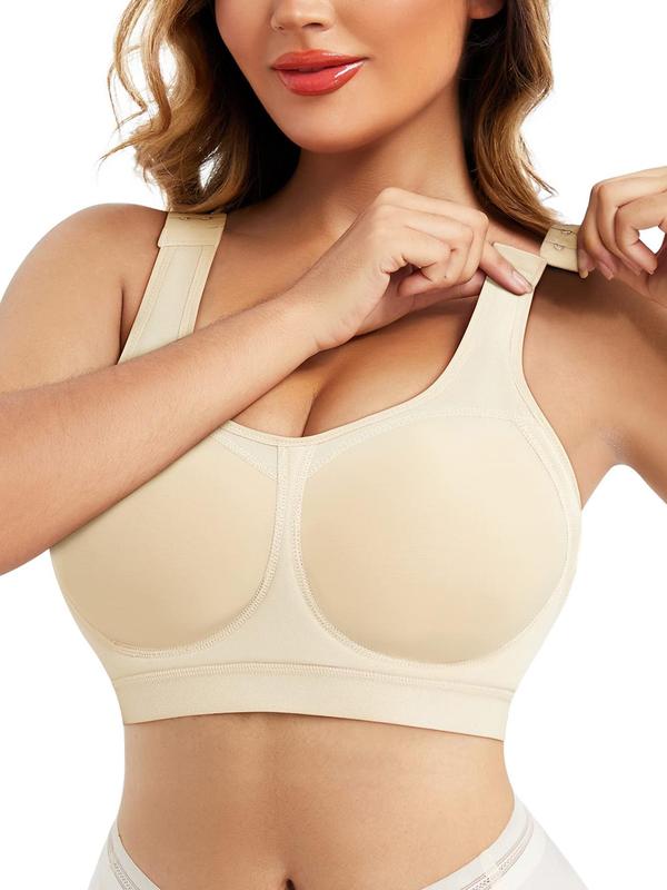 Women's Solid Wireless Push Up Bra, Breathable Comfortable Adjustable Hook & Eye Closure Bra, Soft Lingerie for Daily Wear