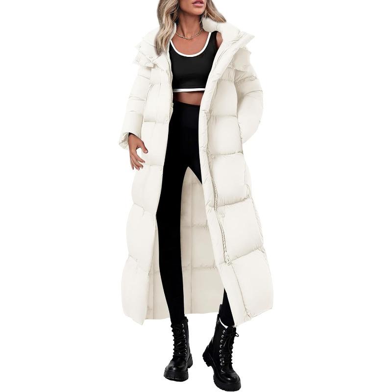 Women's Winter Long Puffer Coats Hooded Zip Up Casual Thickened Down Jackets Trendy Warm Clothes Outerwear