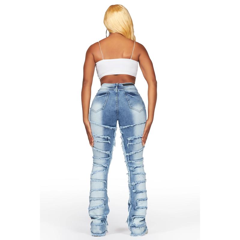 Zariyah Med. Wash Stacked Flare Jean