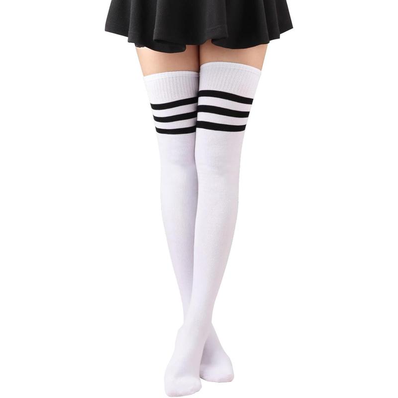 Extra Long High Thigh Socks Striped Over Knee Thin Tights Long Stocking