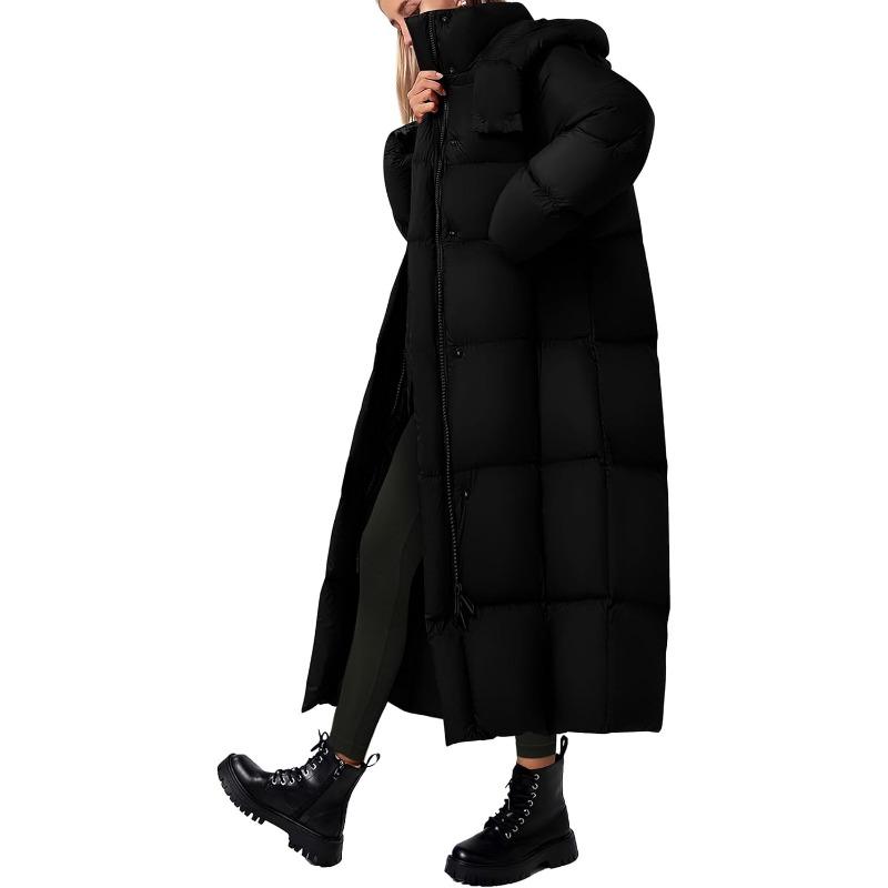 Women's Winter Long Puffer Coats Hooded Zip Up Casual Thickened Down Jackets Trendy Warm Clothes Outerwear