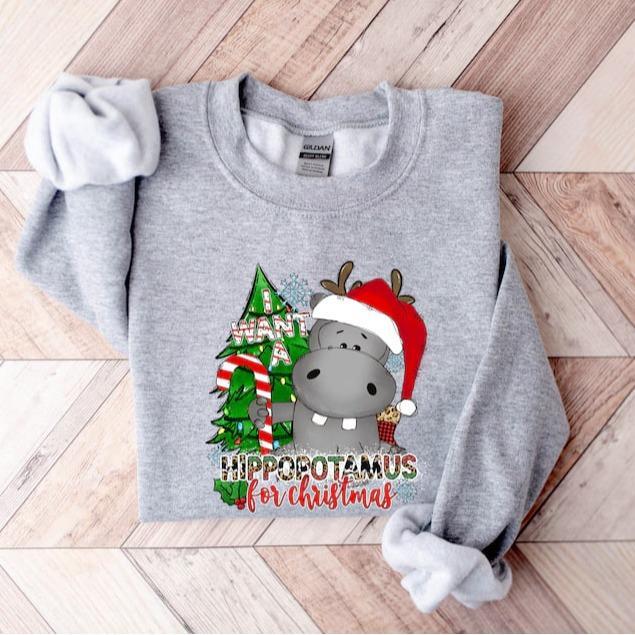 I Want a Hippopotamus for Christmas Sweatshirt, Hippo Shirt, Christmas Hippo Shirt, Christmas Hippo Sweatshirt, Hippo Family Matching Shirt