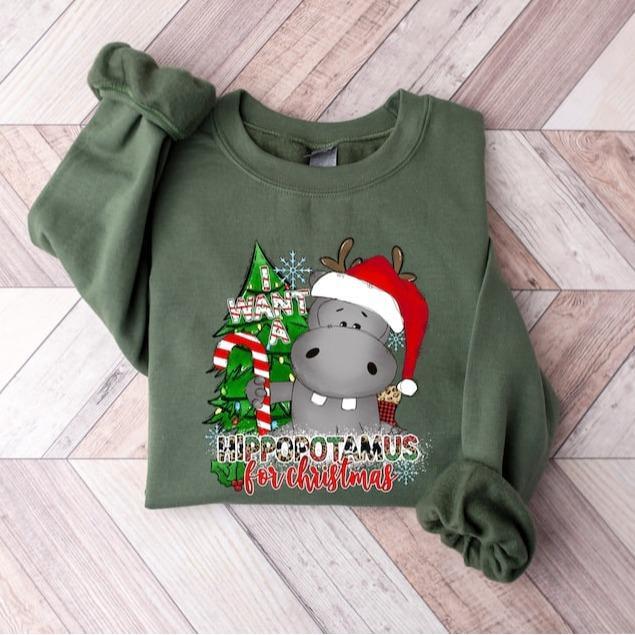 I Want a Hippopotamus for Christmas Sweatshirt, Hippo Shirt, Christmas Hippo Shirt, Christmas Hippo Sweatshirt, Hippo Family Matching Shirt