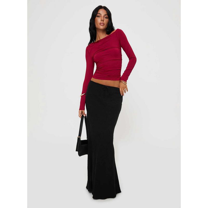 Spiller Off The Shoulder Top Burgundy