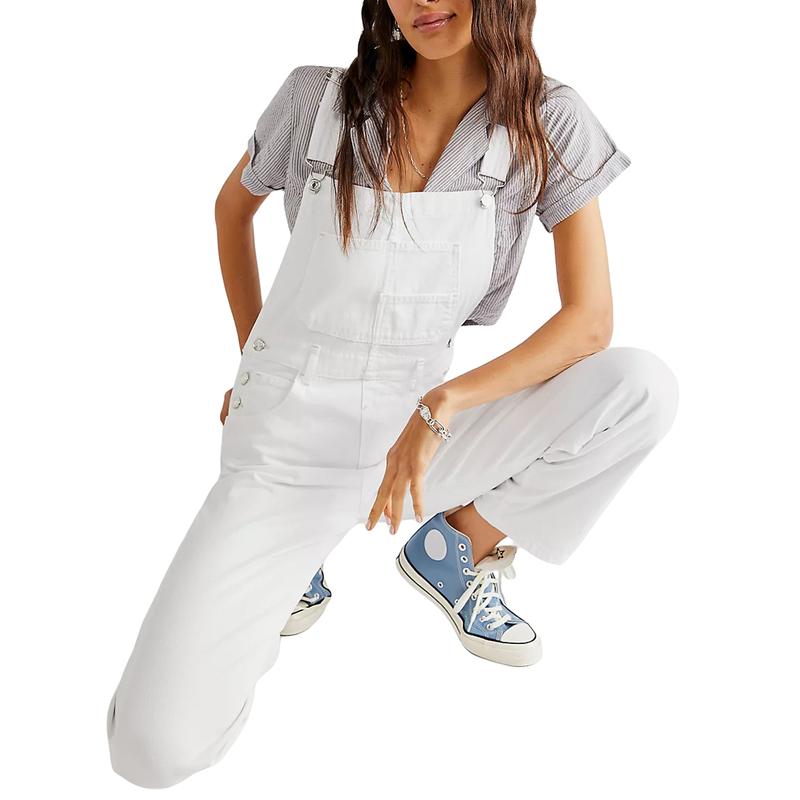 Women Denim Long Jumpsuit Casual Spaghetti Strap Wide Leg Romper Pants Summer Baggy Bib Overalls Womenswear Mum Sleeveless Tops