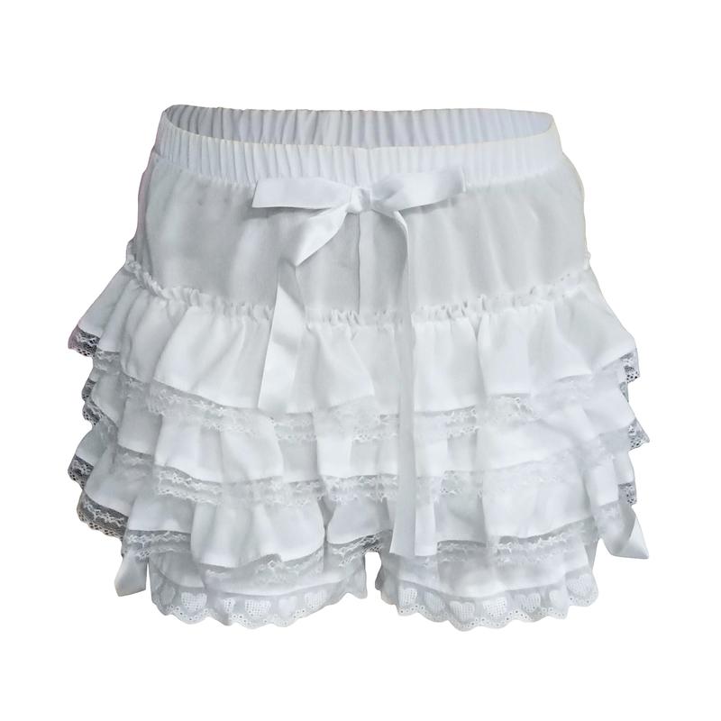 Women Cute Bow Front Elastic Lounge Shots High Waist Lace Trim Ruched Layered Pajama Shorts Bloomers Mini Shorts Skirts Bubble Skirts Pumpkin Shorts Pants y2k Shorts Homewear