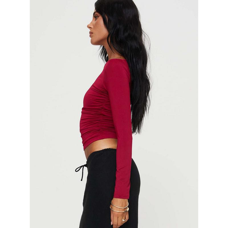 Spiller Off The Shoulder Top Burgundy