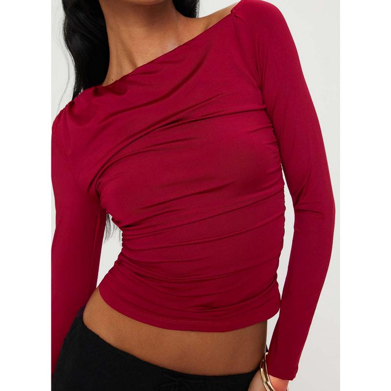 Spiller Off The Shoulder Top Burgundy