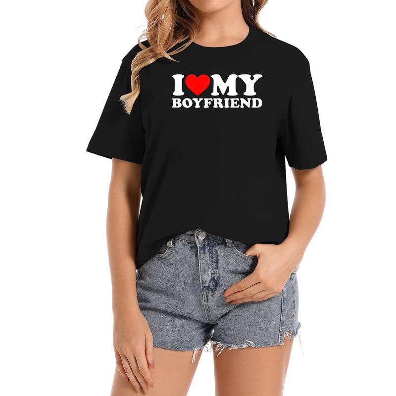 Cotton Short Sleeve I Love My Boyfriend Shirt I Heart My Boyfriend Shirt Bf T-Shirt for Men Women