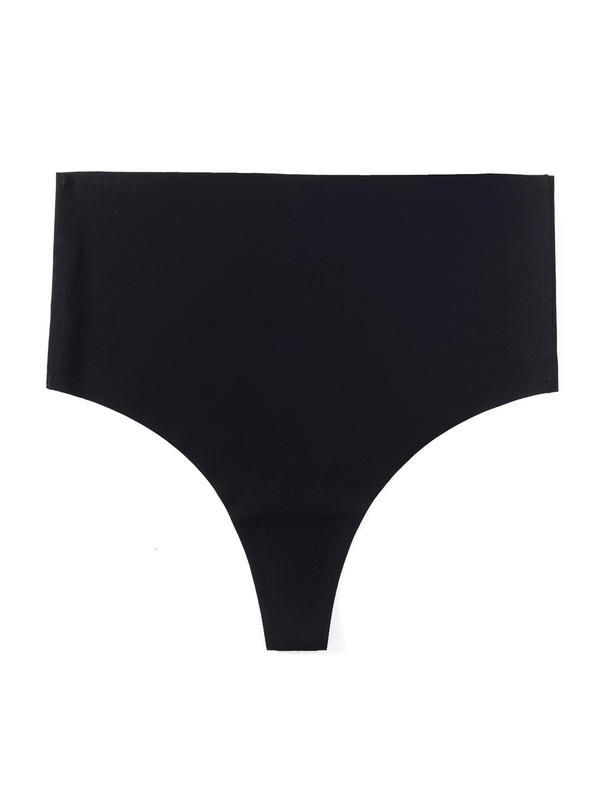 Women's 5 Pieces Solid High Waist Thong, Casual Comfortable Seamless Knicker for Daily Wear, Ladies Underwear for All Seasons