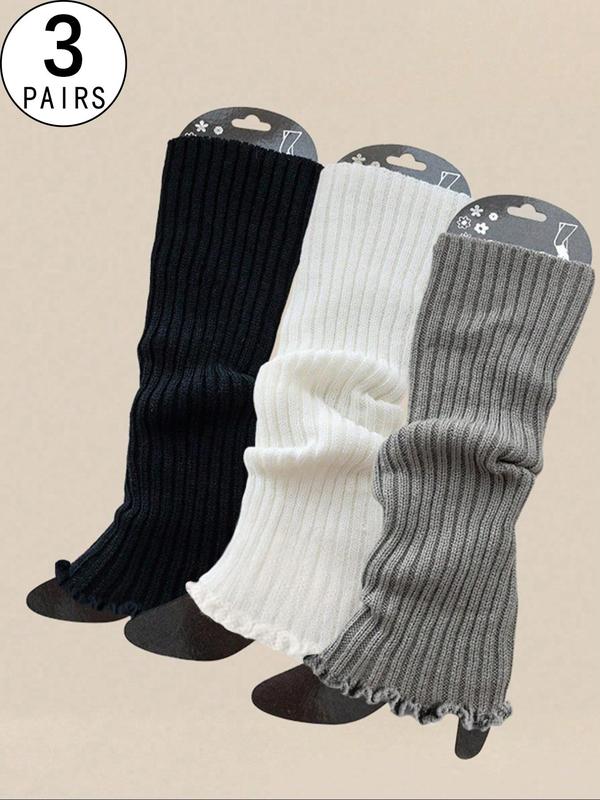 Women's Random Solid Over The Calf Socks, Casual Comfy Breathable Loose Socks for Daily Wear, Women's Socks for Fall & Winter