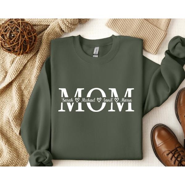 Custom Mom Sweatshirt, Custom Mom And Children Names Sweatshirt, Family Matching Tee, Women Sweatshirt, Gift For Mom, Mothers Day Gift