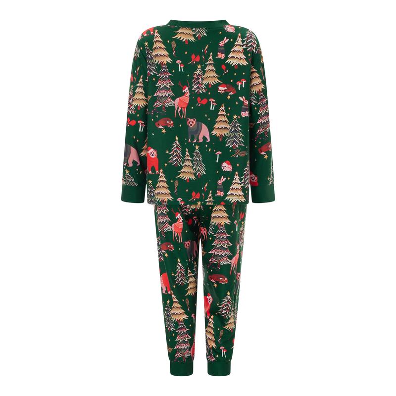 Family Matching Christmas Pajama Set, Printed Long Sleeve Tops Elastic Waist Pants for Fall Winter