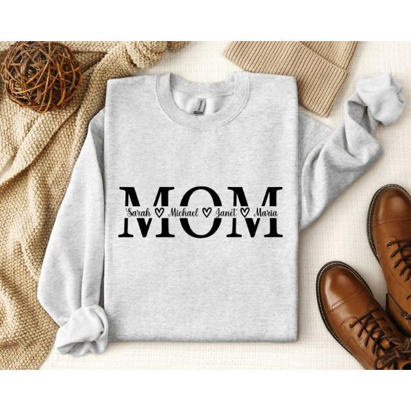 Custom Mom Sweatshirt, Custom Mom And Children Names Sweatshirt, Family Matching Tee, Women Sweatshirt, Gift For Mom, Mothers Day Gift