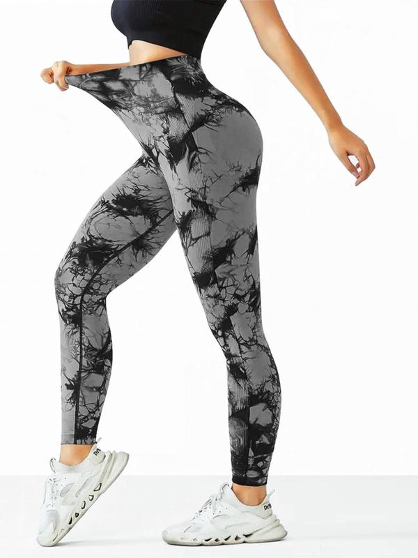 Women's Tie Dye Print Ruched High Waist Leggings, Casual Comfy Skinny Pants for Daily Wear, Ladies Bottoms for All Seasons