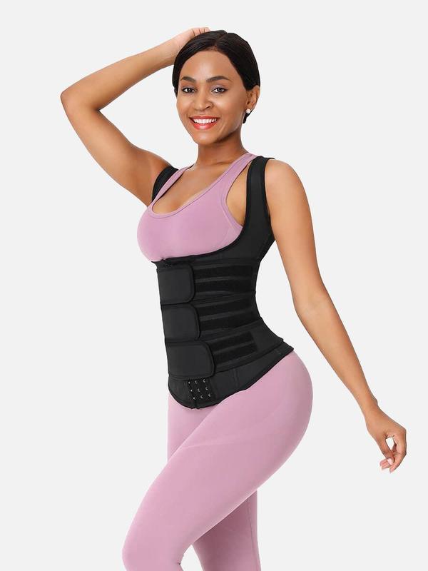 FeelinGirl Plus Size Waist Trainer Vest With 3 Rows of Eye and Hook Compression Cotton Shapewear Womenswear  Comfort Straps matt  waist Spandex Day