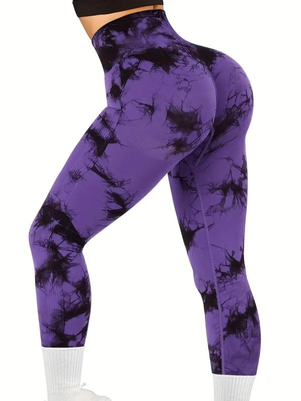 Women's Tie Dye Print Ruched High Waist Leggings, Casual Comfy Skinny Pants for Daily Wear, Ladies Bottoms for All Seasons