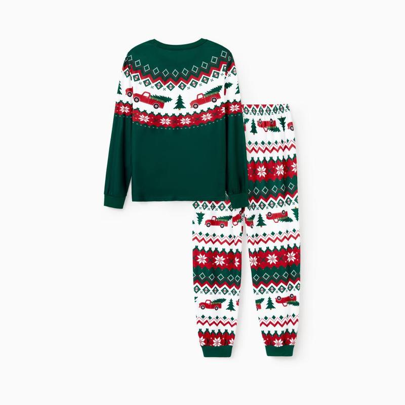 PatPat Green Christmas Tree Pajamas Matching Family Outfits (Long Sleeves)