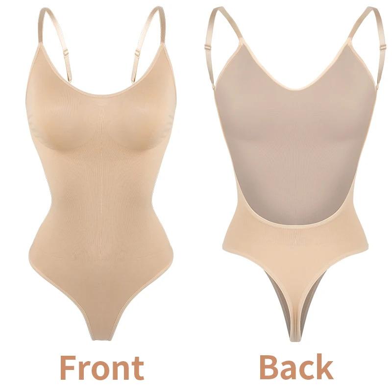 Backless Bodysuit Women Tummy Control Shapewear Seamless Sculpting Thongs Body Shaper Low Back Tank Top Summer Leotard