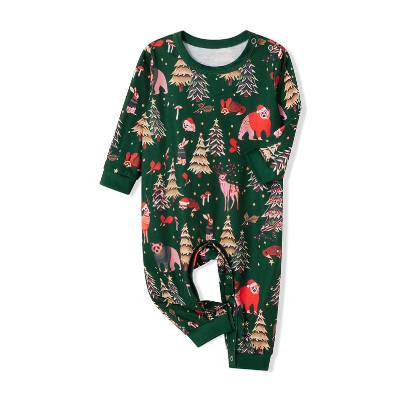 Family Matching Christmas Pajama Set, Printed Long Sleeve Tops Elastic Waist Pants for Fall Winter