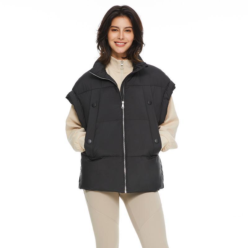 Orolay Women's Oversized Down Vest, Quilted Sleeveless Jacket with Stand Collar and Puffy Cuffs for Fall and Winter Viral Puffer Crop Womenswear Tops