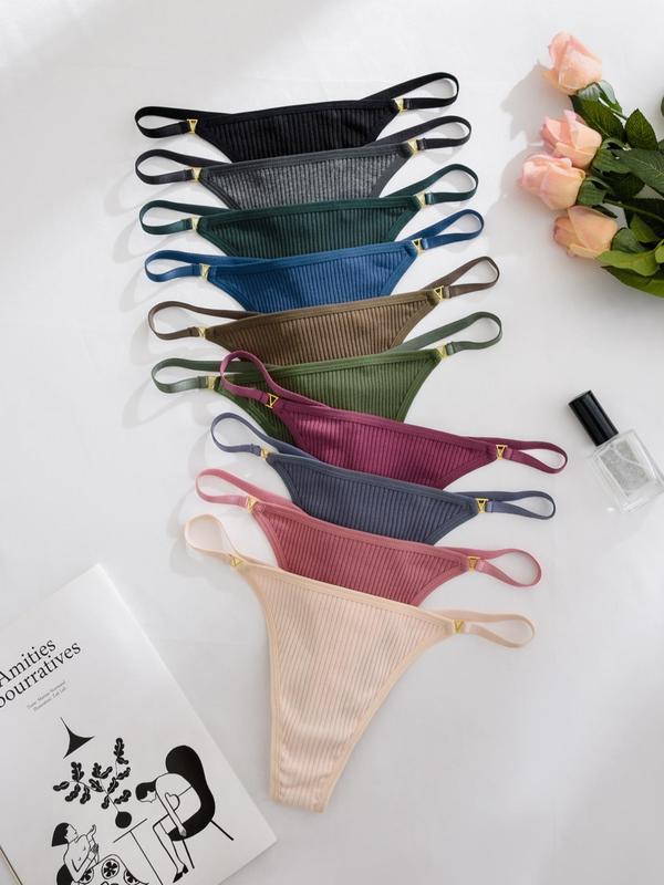 Women's Solid Color Thong, Breathable Comfortable Panty for Daily Wear, Women's Underwear for All Seasons