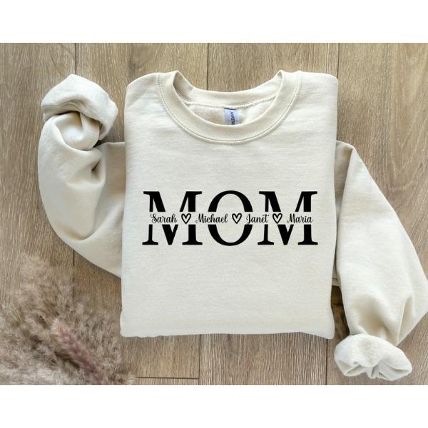 Custom Mom Sweatshirt, Custom Mom And Children Names Sweatshirt, Family Matching Tee, Women Sweatshirt, Gift For Mom, Mothers Day Gift