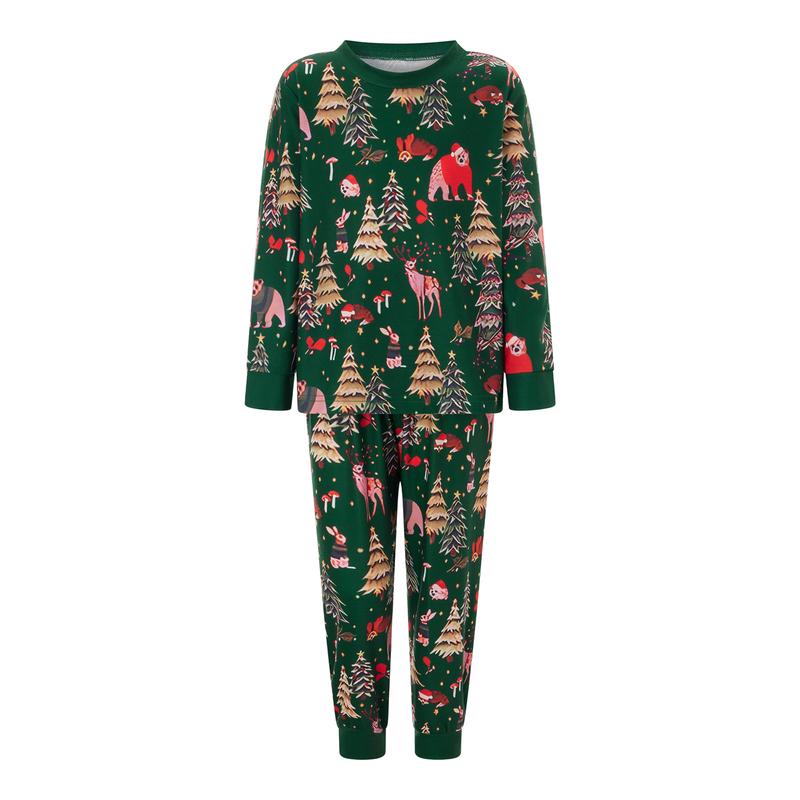 Family Matching Christmas Pajama Set, Printed Long Sleeve Tops Elastic Waist Pants for Fall Winter