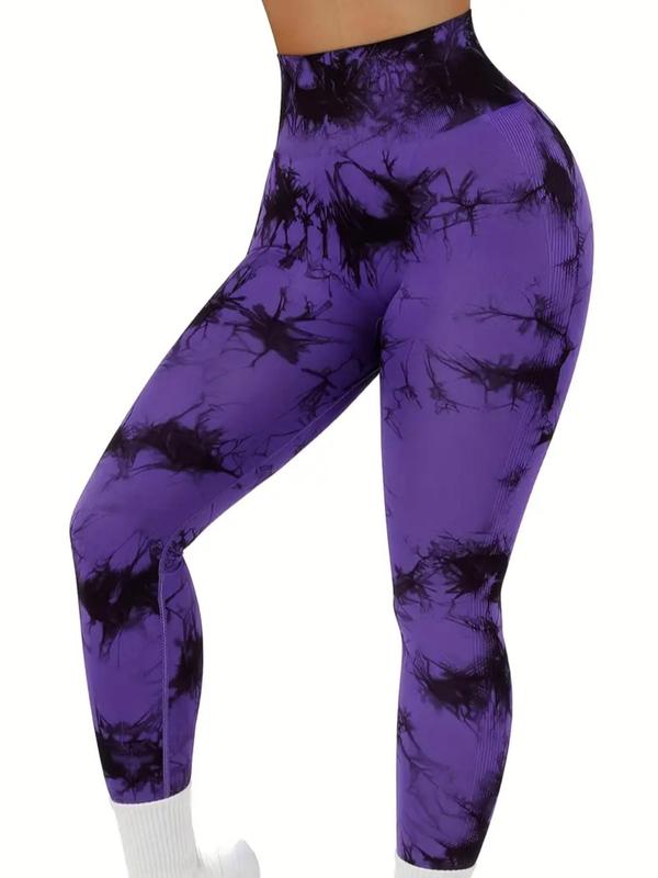 Women's Tie Dye Print Ruched High Waist Leggings, Casual Comfy Skinny Pants for Daily Wear, Ladies Bottoms for All Seasons