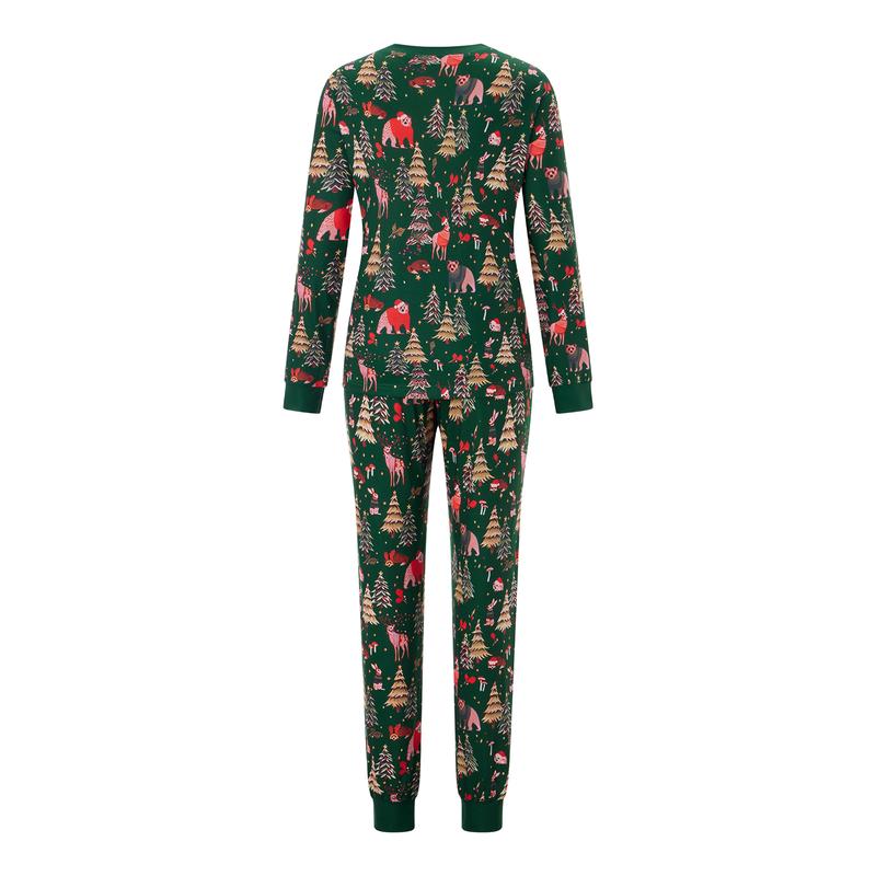 Family Matching Christmas Pajama Set, Printed Long Sleeve Tops Elastic Waist Pants for Fall Winter