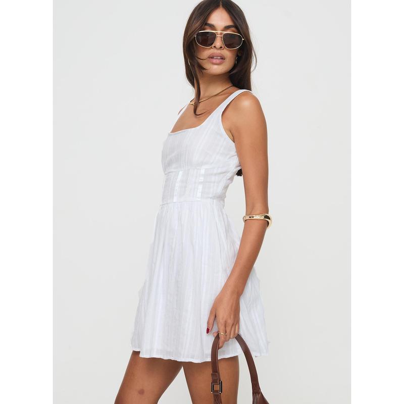 Lorinda Mini Dress White Petite