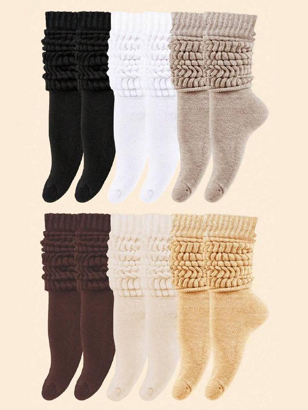 6pairs Women's Fall Winter Slouch Knit Socks Slouchy Socks Women Scrunch Socks Women Scrunchie Socks Women Crew Socks Bridal Comfort Womenswear