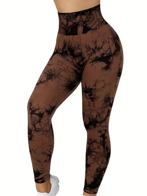 Women's Tie Dye Print Ruched High Waist Leggings, Casual Comfy Skinny Pants for Daily Wear, Ladies Bottoms for All Seasons