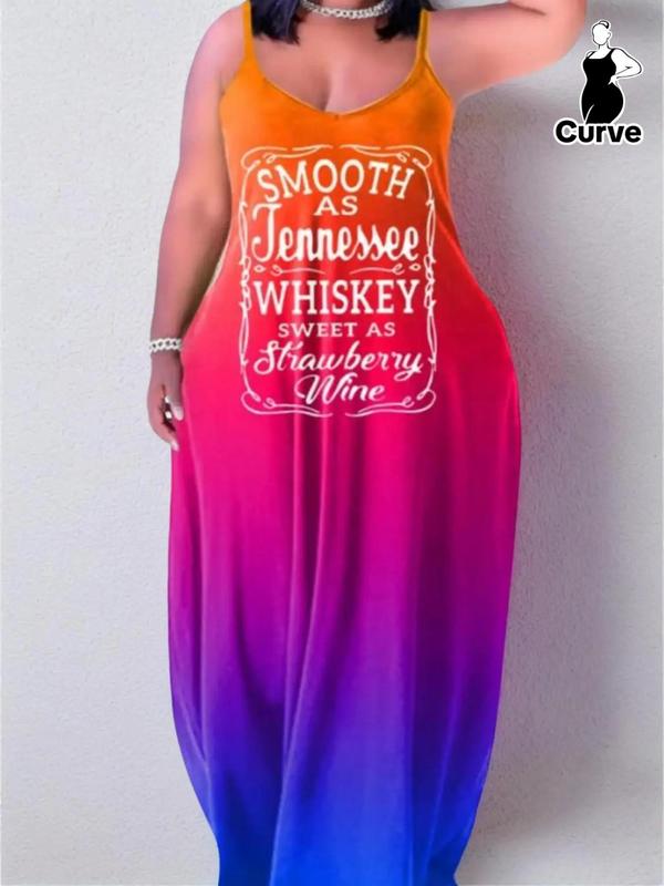  Ombre Letter Print Cami Dress, Casual Sleeveless Spaghetti Strap Short Dress, Dresses for Women, Back To School Clothes, Summer Clothes Women, Summer Dresses