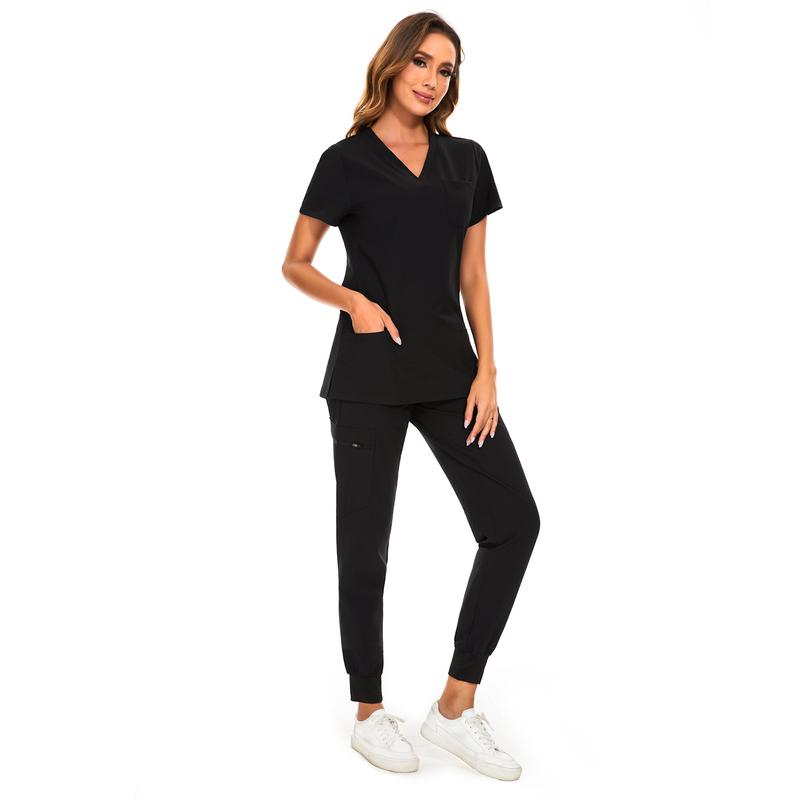 Cozyfit Scrubs for Women Luna Vital Set - Stretch V-Neck Scrub Top & Jogger Pant with 8 Pockets